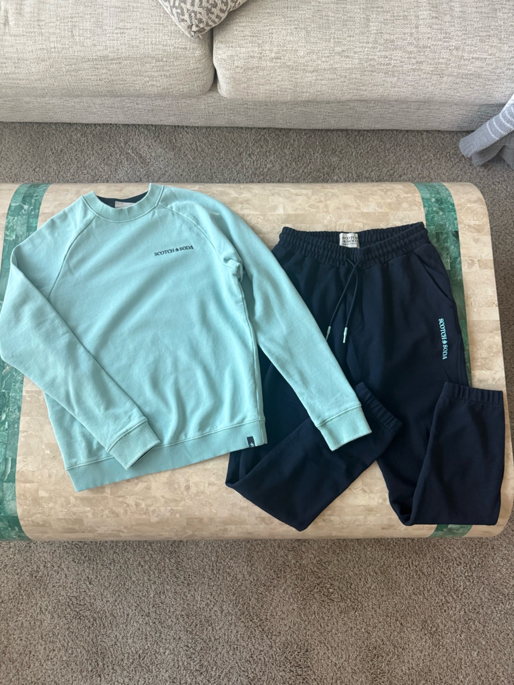 Scotch & Soda Mint Green Sweatshirt with Navy Drawstring Joggers